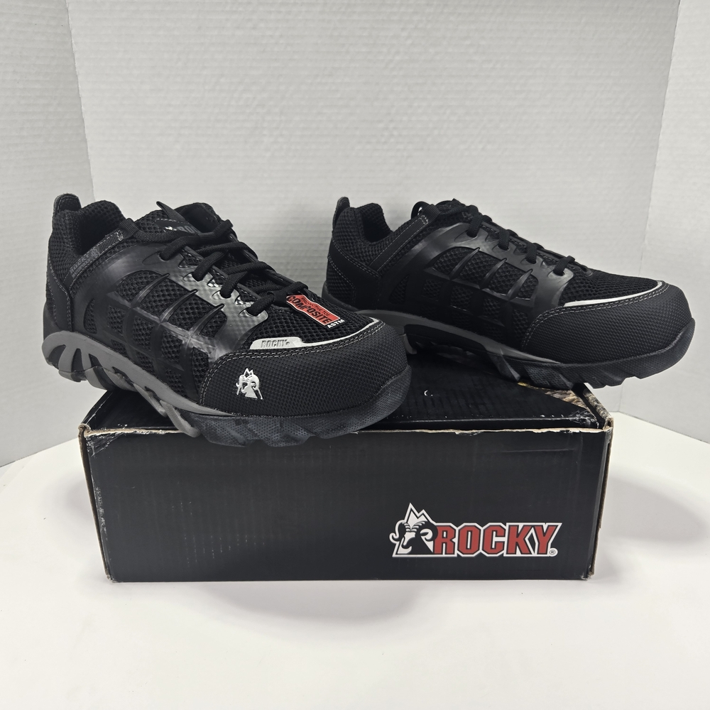Men's Rocky Trailblade Black Comp Toe Oil & Slip Resistant Work Sneakers Sz 10W